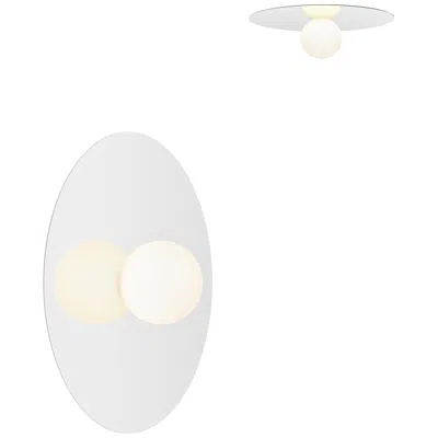 Pre-owned Pablo Designs Bola Disc Flush Wall And Ceiling Light In White By