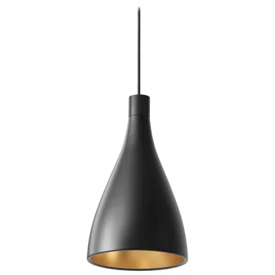 Pre-owned Pablo Designs Narrow Swell Pendant Light In Black & Brass By