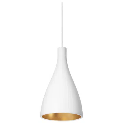Pre-owned Pablo Designs Narrow Swell Pendant Light In White And Brass By