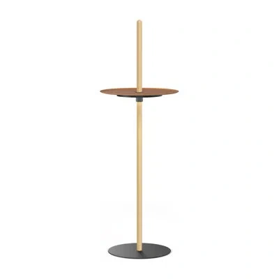 Pablo Designs Nivél Pedestal With Tray In Oak,terracotta