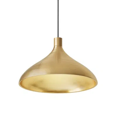 Pablo Designs Swell 1 - Light Single Dome Led Pendant Accents In Brass