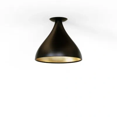 Pablo Designs Swell Single Medium Flush Lamp (exterior, Interior) In Matte Black; Brass,black