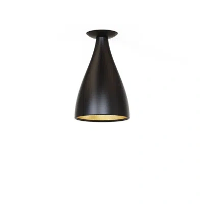 Pablo Designs Swell Single Narrow Flush Lamp (exterior, Interior) In Matte Black; Brass