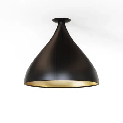 Pablo Designs Swell Single Xl Medium Flush Lamp (exterior, Interior) In Matte Black; Brass