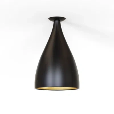 Pablo Designs Swell Single Xl Narrow Flush Lamp (exterior, Interior) In Matte Black; Brass
