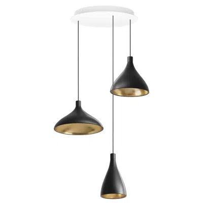 Pre-owned Pablo Designs Swell Xl Led 3-piece Chandelier In Black And Brass By