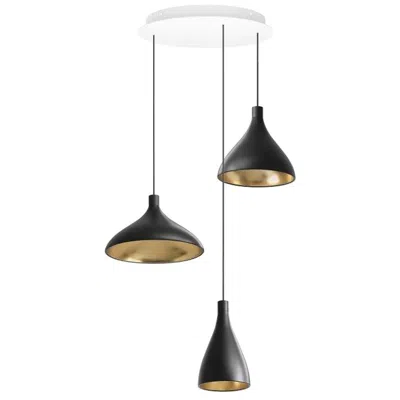 Pre-owned Pablo Designs Swell Xl Led 3-piece Chandelier In Brass By  In Black