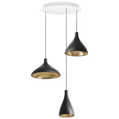 Pre-owned Pablo Designs Swell Xl Led 3-piece Chandelier In White And Brass By