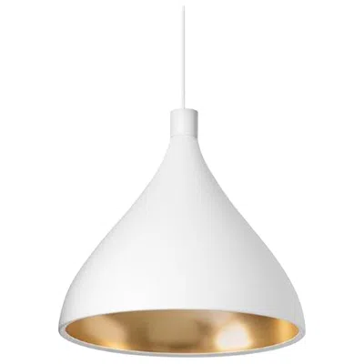 Pre-owned Pablo Designs Swell Xl Single Medium Led Pendant Lamp In White And Brass By