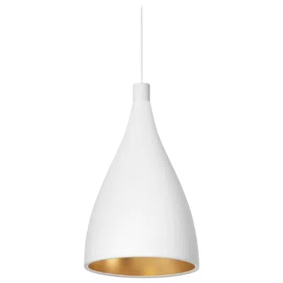 Pre-owned Pablo Designs Swell Xl Single Narrow Led Pendant Lamp In White And Brass By
