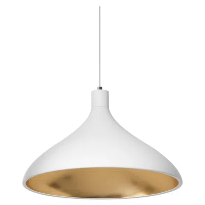 Pre-owned Pablo Designs Wide Swell String Pendant Light In White And Brass By