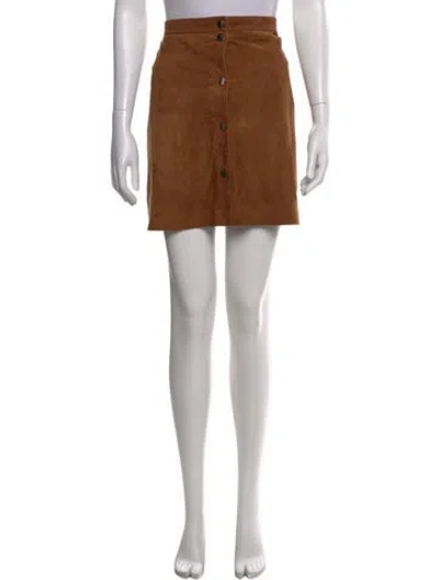 Pre-owned Pablo Goat Leather Mini Skirt In Brown