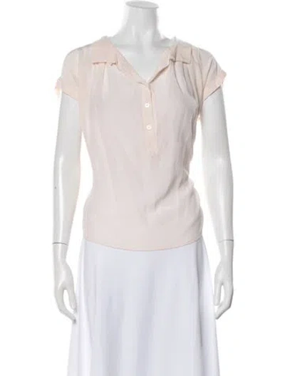 Pre-owned Pablo Silk Short Sleeve Blouse In White