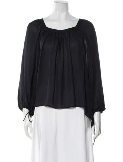 Pre-owned Pablo Silk Square Neckline Blouse In Gray