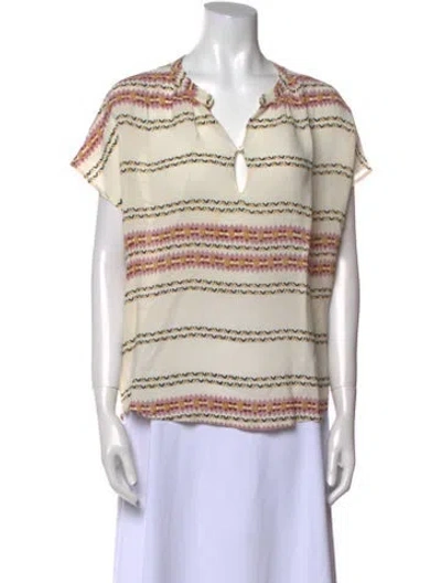 Pre-owned Pablo Striped V-neck Blouse In Neutral