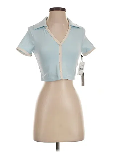Pac 1980 Short Sleeve Top Blue Keyhole Neckline Tops