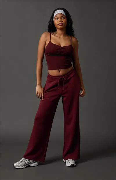 Pac 1980 Women's Active Alta Modal Beau Wide Leg Sweatpants In Red In Brown