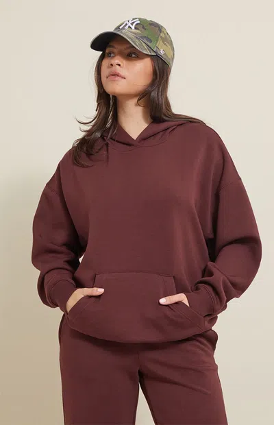 Pac 1980 Women's Active Oversized Hoodie In Brown In Burgundy