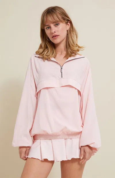 Pac 1980 Women's Active Pink Half Zip Windbreaker Track Jacket