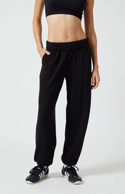 Pac 1980 Women's Active Seasider Aspen Waffle Knit Sweatpants In Black In Blue