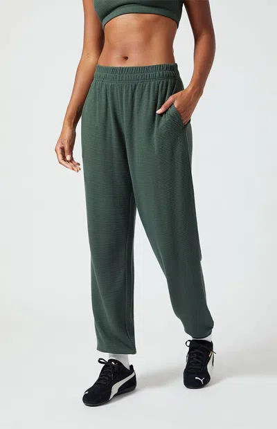 Pac 1980 Women's Active Seasider Aspen Waffle Knit Sweatpants In Green