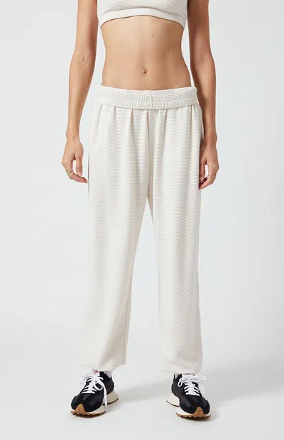 Pac 1980 Women's Active Seasider Aspen Waffle Knit Sweatpants In Ivory In White