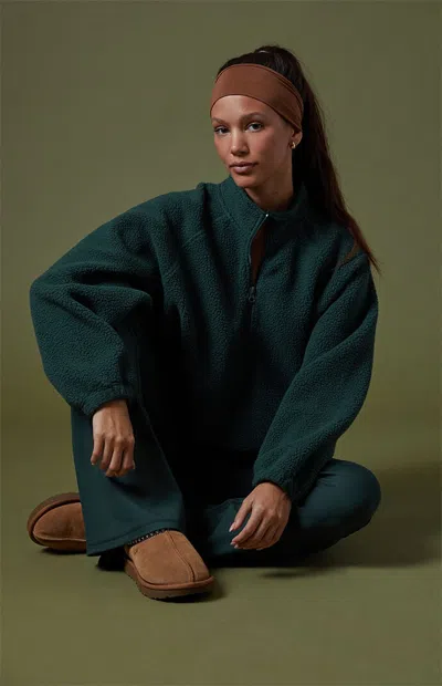 Pac 1980 Women's Active Ski Fleece Benson Half Zip Sweatshirt In Green