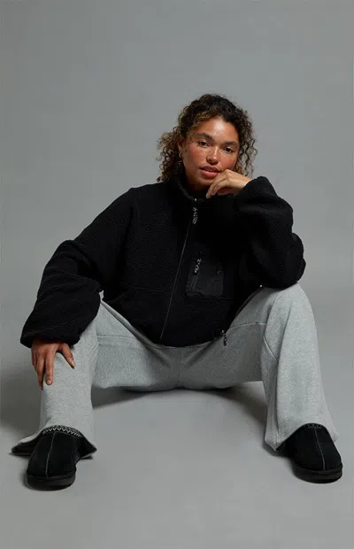 Pac 1980 Women's Active Ski Fleece Ripper Sherpa Jacket In Black