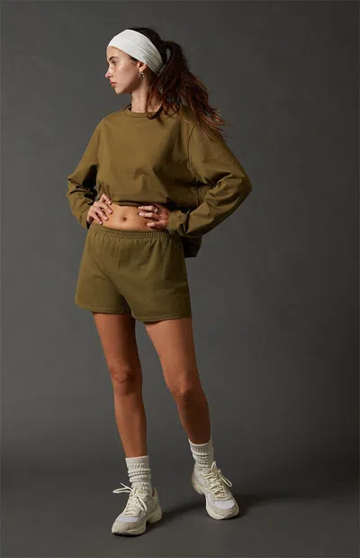 Pac 1980 Women's Active Soft Cotton Shorts In Moss In Green