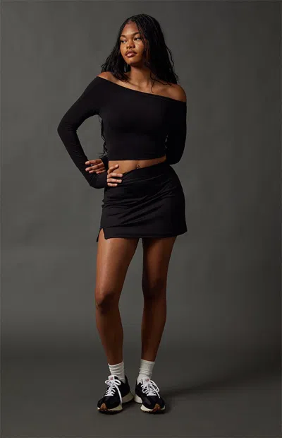 Pac 1980 Women's Active Suki Off-the-shoulder Long Sleeve Top In Black