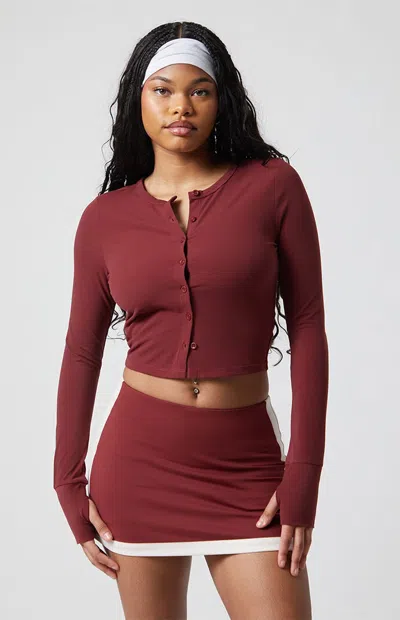 Pac 1980 Women's Active Yoga Carrie Cropped Cardigan In Red