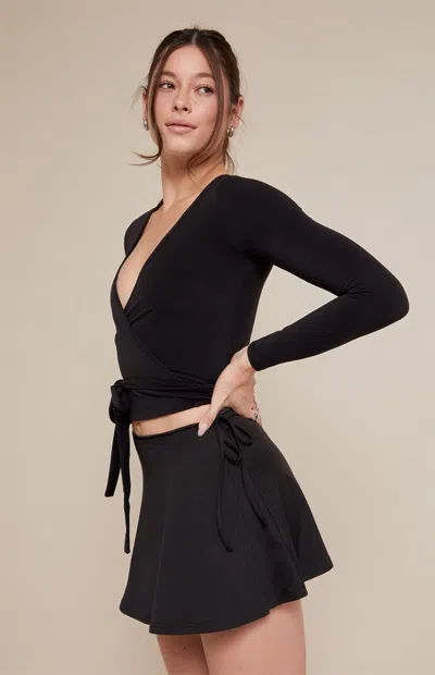 Pac 1980 Women's Pac Whisper Active Black Leila Wrap Mini Skort