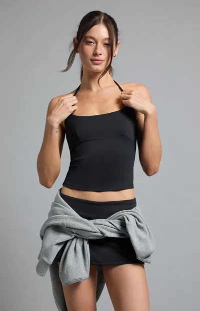 Pac 1980 Women's Pac Whisper Active Bridgette Halter Top In Black In Animal Print