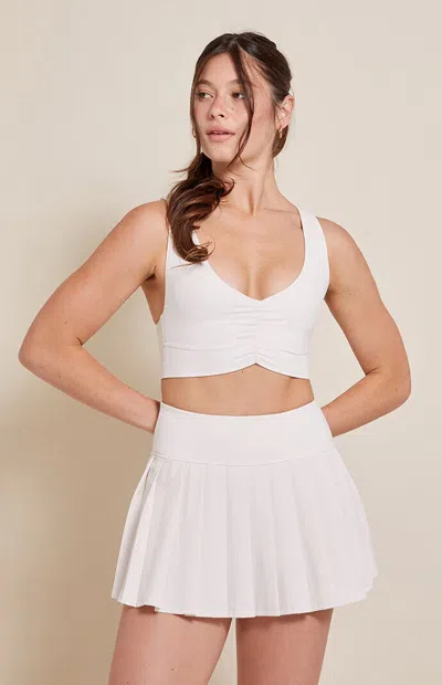 Pac 1980 Women's Pac Whisper Active Ivory Dropped Waist Pleated Mini Skort In White