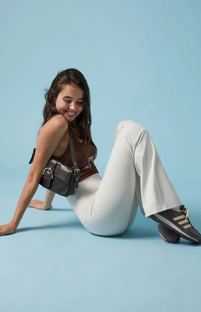 Pac 1980 Women's Pac Whisper Active Ivory Franchise Flare Yoga Pants In Brown