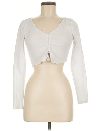 Pre-owned Pac Cares Long Sleeve Top Ivory Keyhole Neckline Tops In White