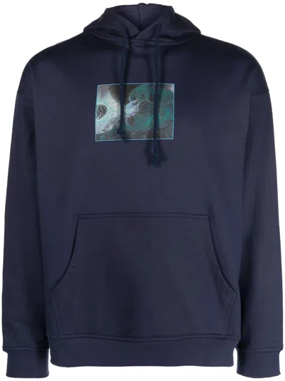 Paccbet Graphic-print Cotton Hoodie In Blue
