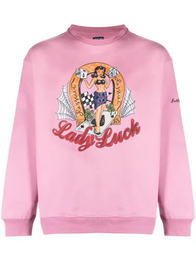 Paccbet Graphic-print Cotton Sweatshirt In Pink