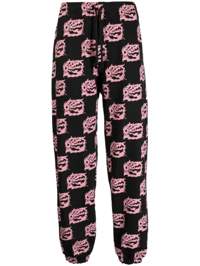 Paccbet Graphic-print Cotton Track Pants In Black