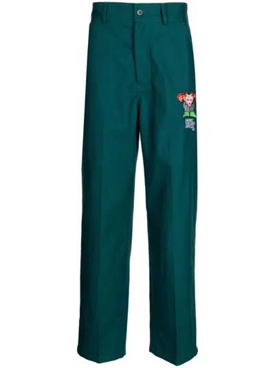 Paccbet Logo-embroidered Straight-leg Trousers In Green