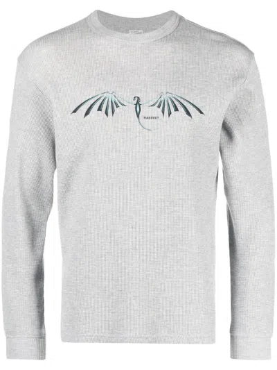 Paccbet Logo-print Waffle-knit T-shirt In Grey