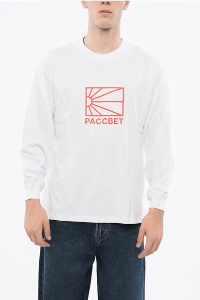 Paccbet Long Sleeve Crew-neck T-shirt With Logo In White