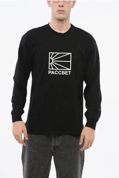 Paccbet Long Sleeve Crew-neck T-shirt With Logo In Black