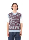 Paccbet Mesh Camo Sleeveless Jumper Knit In Blue