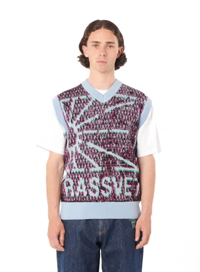 Paccbet Mesh Camo Sleeveless Jumper Knit In Blue