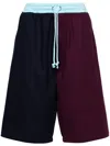 Paccbet Patchwork Detailed Drawstring Waist Shorts In Blue