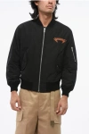 Paccbet Solid Color Bomber With Back Embroidery In Black
