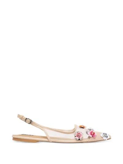 Pace Ava Floral Slingback Flats In Neutral