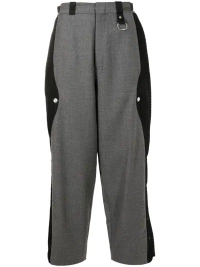 Pace Mesh-panelled Wide-leg Wool Trousers In Grey