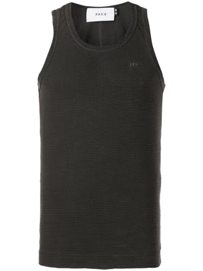Pace Waffle-effect Cotton Tank Top In Grey